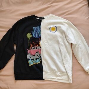 Forever 21 Black and White Graphic Crewneck Sweater